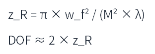 Rayleigh length and depth of focus